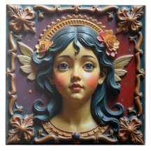 Cherub em roxo e vermelho