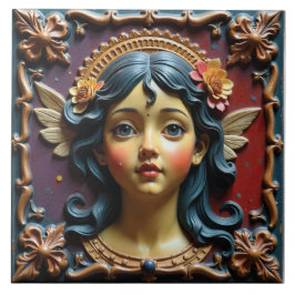 Cherub em roxo e vermelho