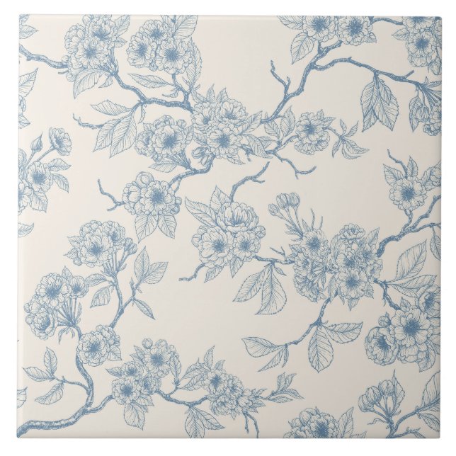 Chery blossom branches in blue and off white (Frente)