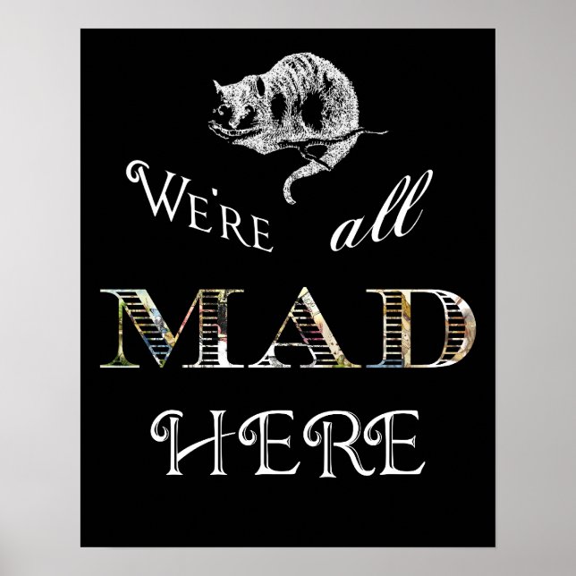 Cheshire Cat Mad Alice Poster ou Impressão (Frente)