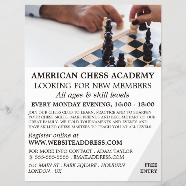 Chess Game, Chess Club Advertising Flyer (Frente)