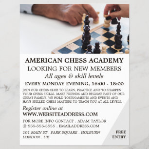 Chess Game, Chess Club - Folheto Publicitário