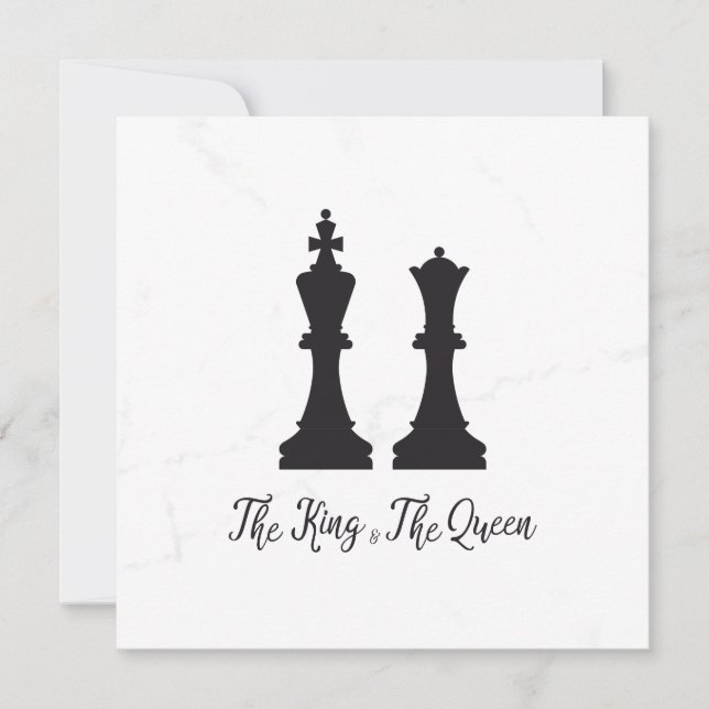 Chess King and Queen Pieces Wedding Design (Frente)