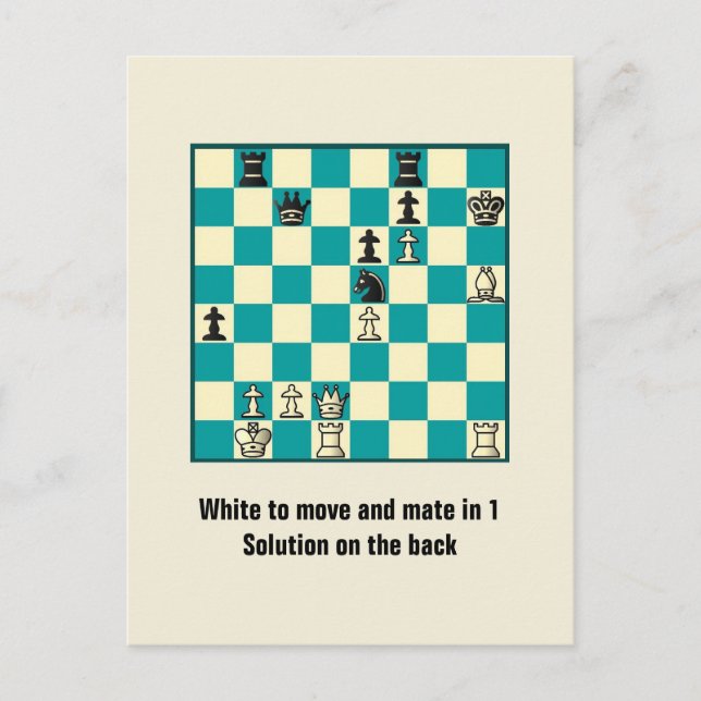 Chess Mate In 1 Quebra-cabeça Nº 1 Cartão Postal (Frente)