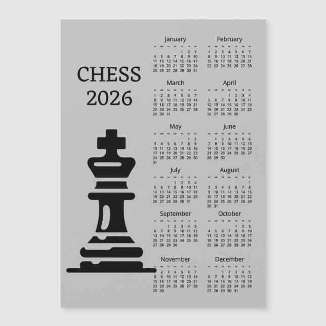Chess Piece King 2026 Calendar Magnetic Card (Frente)