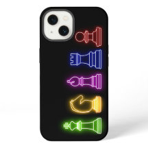 Chess Piece Neon Luz Preta