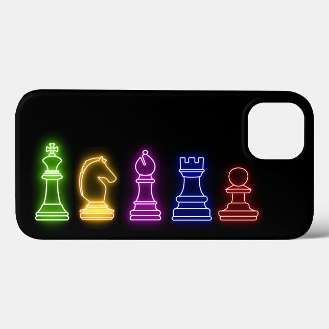 Chess Piece Neon Luz Preta (Verso (horizontal))