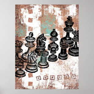 Pintura Abstract Xadrez Jogos Canvas, Defesa Amostras e Regras de Xadrez  Série Art Poster, Wall Prints, Imagem para Quarto, Home Decor - AliExpress