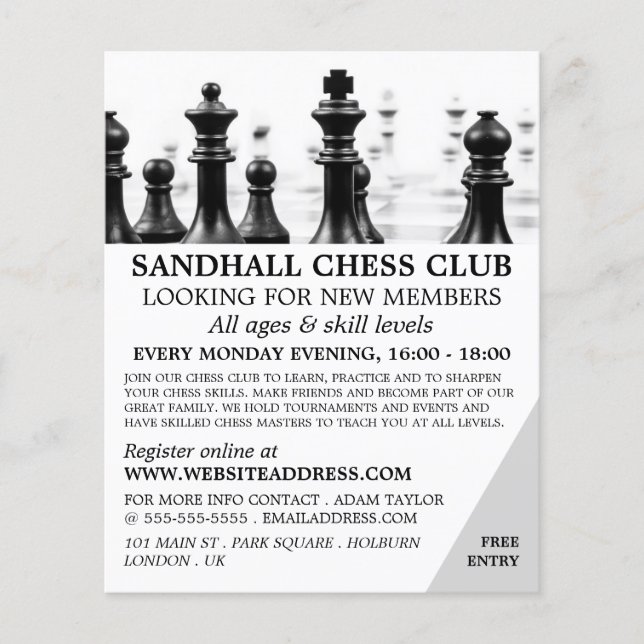 Chessboard, Chess Club Advertising Flyer (Frente)