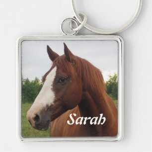 Chestnut Horse com Blaze Personalizado Chaveiro