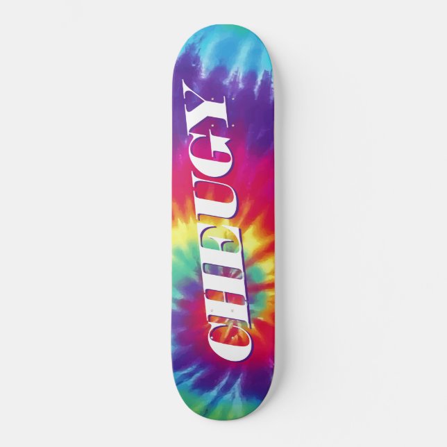 Cheugy Rainbow Tie Dye Skateboard (Frente)