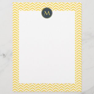 Chevron amarelo e branco do monograma com carvão