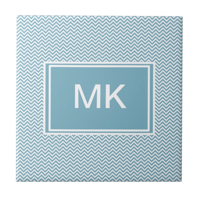 Chevron Azul com Monograma (Frente)