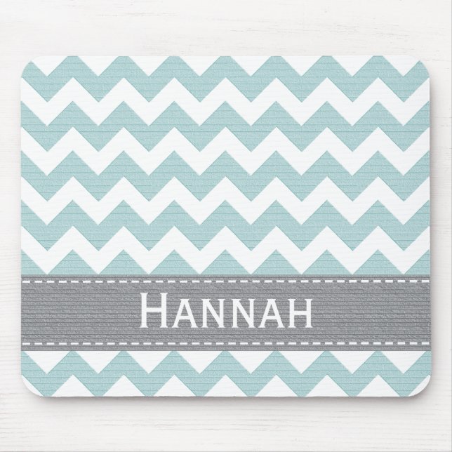 Chevron azul e cinzento Mousepad listrado (Frente)