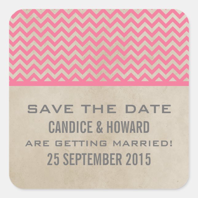 Chevron Chic Rosa Salve os Adesivos de Data (Frente)