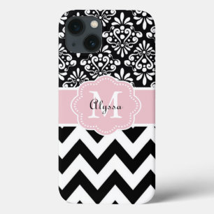 Chevron cor-de-rosa preto personalizado