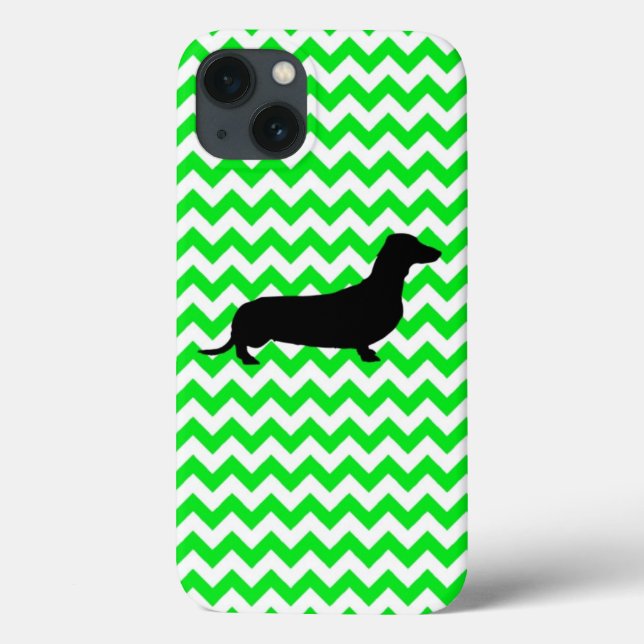 Chevron de cor personalizado com silhueta Dachshun (Verso)