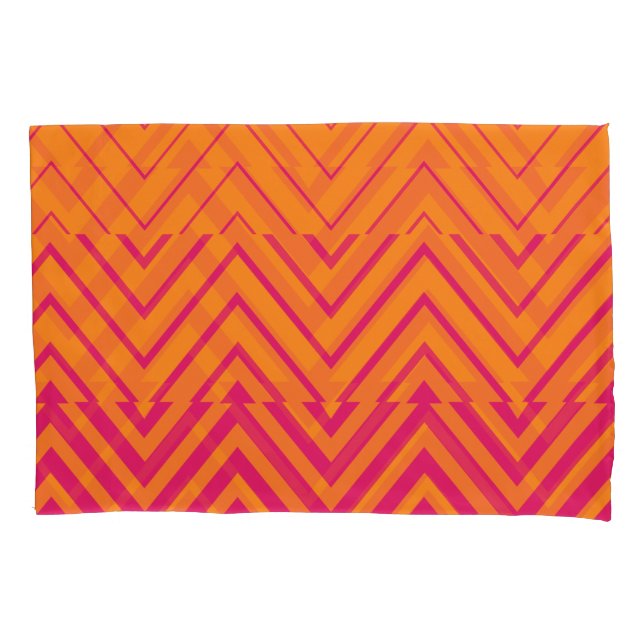 Chevron Ombre Stencil | laranja rosa quente (Frente)