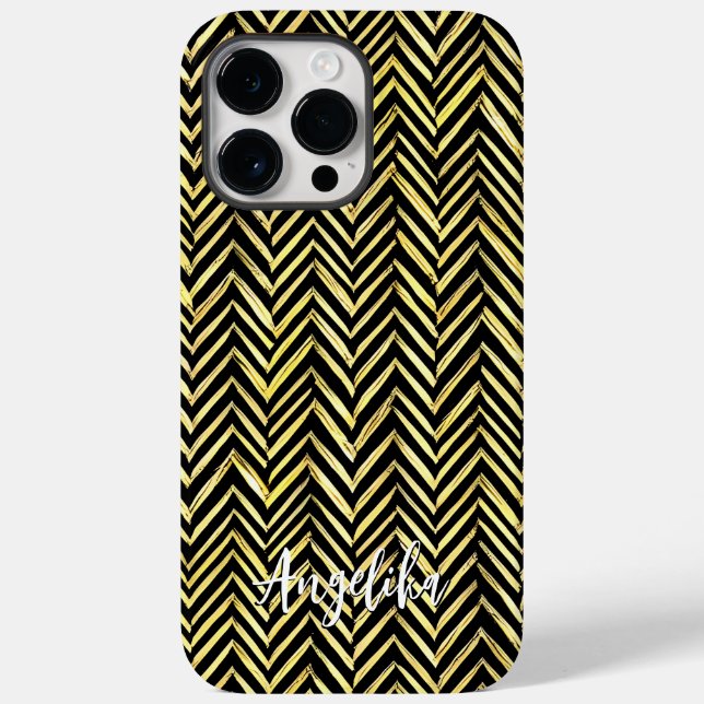 Chevron Personalizado Name em Preto e Dourado (Verso)