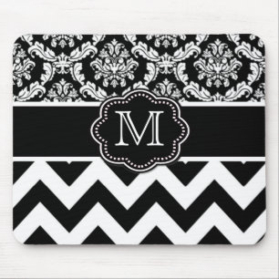 Chevron preto Mousepad personalizado damasco
