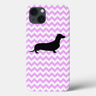 Chevron Rosa Com Silhueta Dachshund
