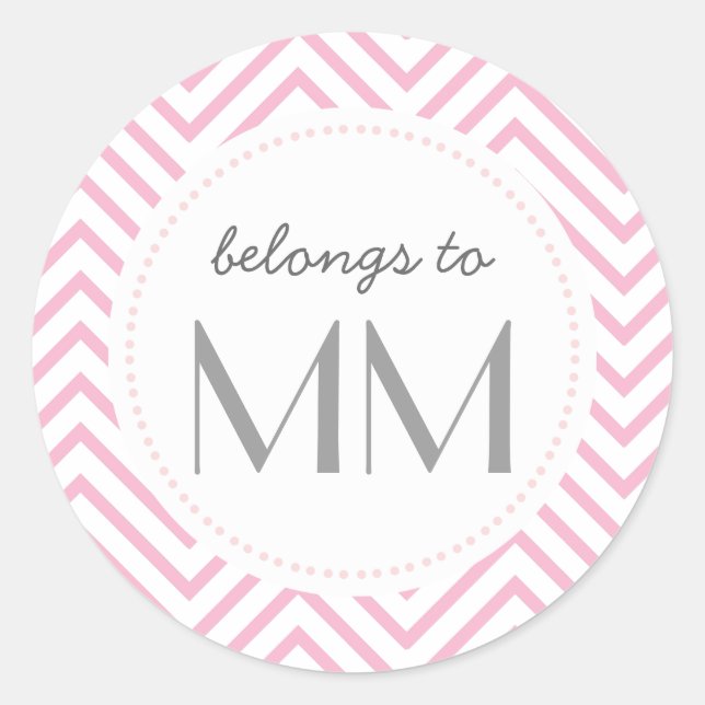 Chevron Rosa Monograma - Etiquetas DIY (Frente)