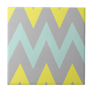 Chevron Simplístico Azul, Amarelo e cinza