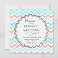 Chevron Sweet 16 Aniversário Convite