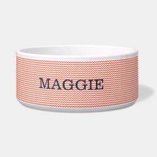Chevron vermelho-claro - Tigela de Cão Grande