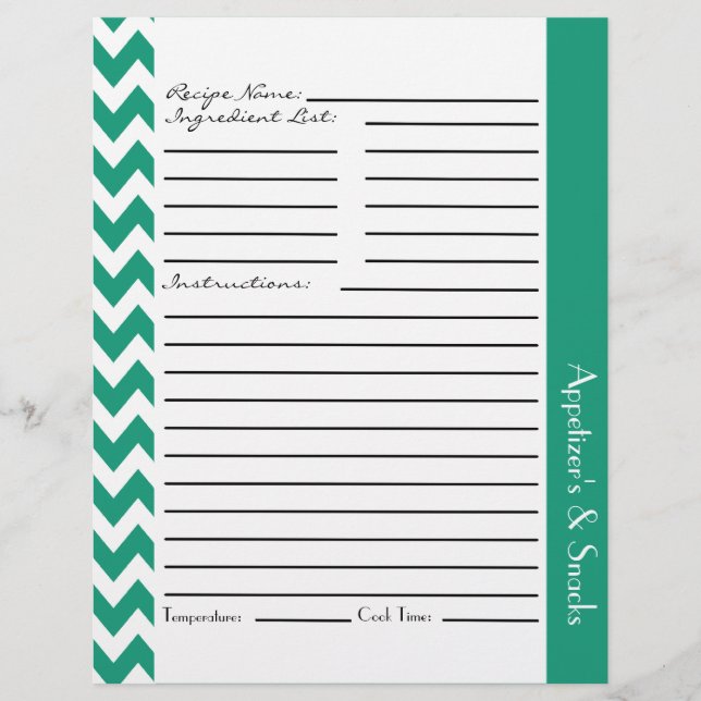 Chevron Zigzag - Folhas de Receita com Rascunho -  (Frente)