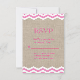 Chevrons cor-de-rosa na RSVP de Burlap