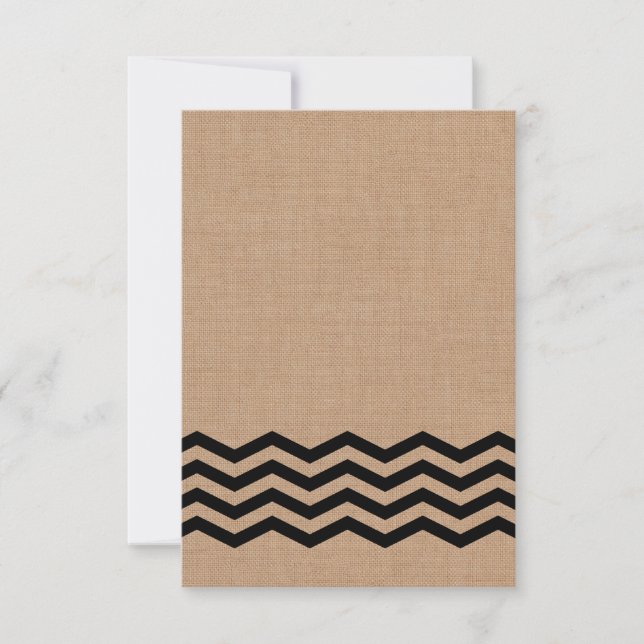 Chevrons Muito Pretos no RSVP de Burlap (Frente)