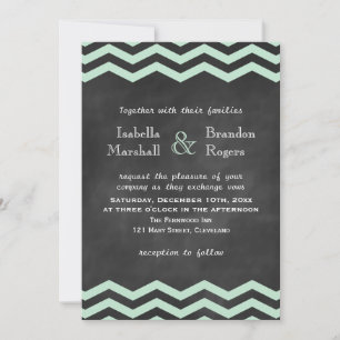 Chevrons no Convite para Casamento Chalkboard em C