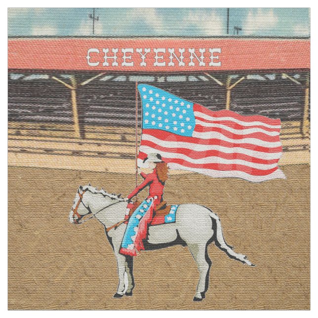 Cheyenne Rodeo Cowgirl American Flag Tecido 2 (Modelo)