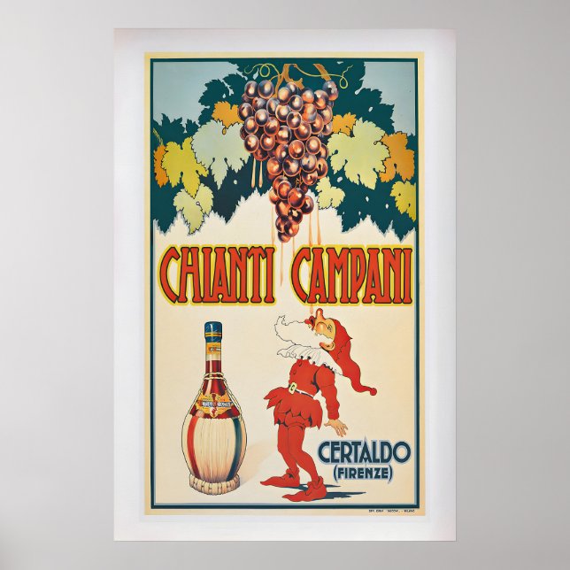 Chianti Campani Vintage Wine Advertising Poster 1 (Frente)