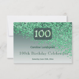 Chic 100 Birthday Green Glitter RSVP