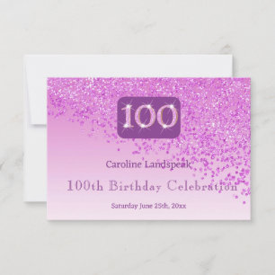 Chic 100 Birthday Pink Glitter RSVP
