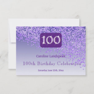Chic 100 Birthday RSVP de Leitura Roxo