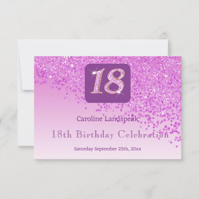 Chic 18 Birthday Pink Glitter RSVP (Frente)