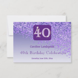 Chic 40 Birthday RSVP de Leitura Roxo