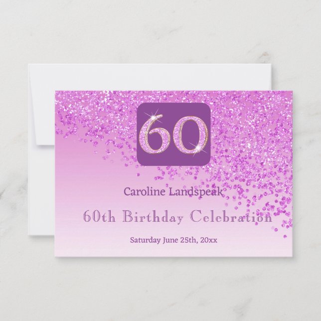 Chic 60 Birthday Pink Glitter RSVP (Frente)