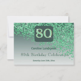 Chic 80 Birthday Green Glitter RSVP