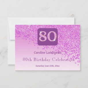 Chic 80 Birthday Pink Glitter RSVP