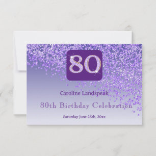 Chic 80 Birthday RSVP de Glitter Roxo