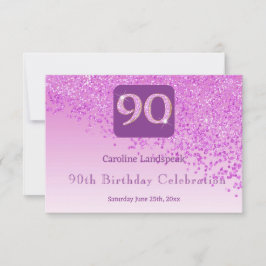 Chic 90 Birthday Pink Glitter RSVP
