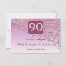 Chic 90 Birthday Rosa Dourada Glitter RSVP
