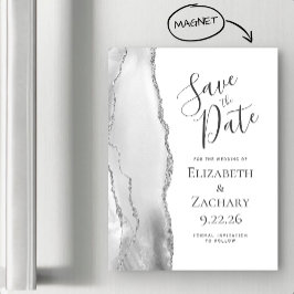 Chic Agata Cinza Prata Magnético Save the Date