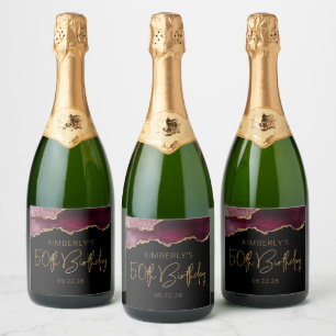 Chic Agate Geode Burgundy 50ª Festa de aniversário