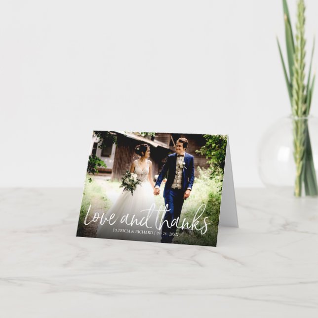 Chic Amor E Agradecimento Casamento Obrigado Foto (Frente)