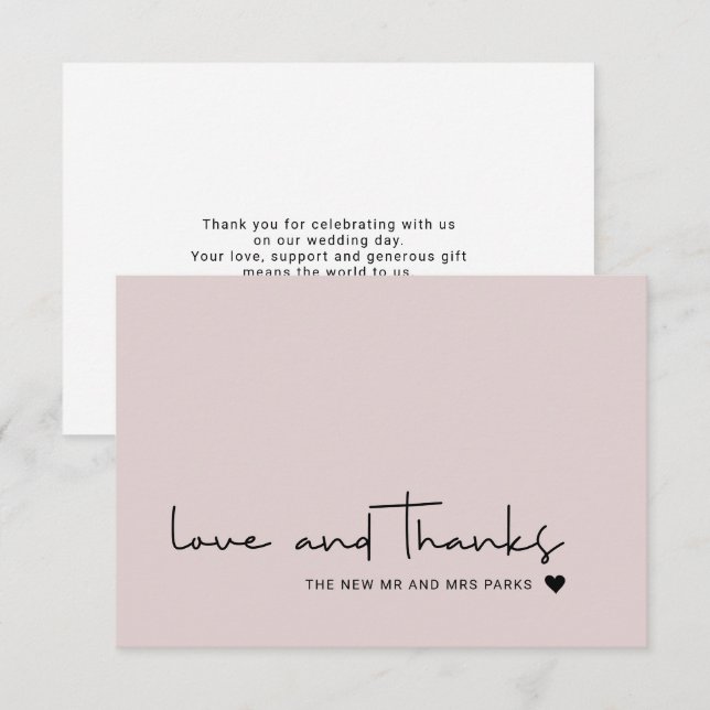Chic Amor e Agradecimento Script Rosa Bege (Frente/Verso)